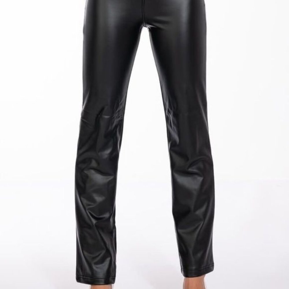 Miz Boot Cut Vegan Leather High Rise Stretch Pants 7 9 11 13 - Picture 8 of 14